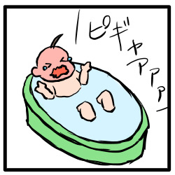 赤ちゃんのお風呂（大泣き）